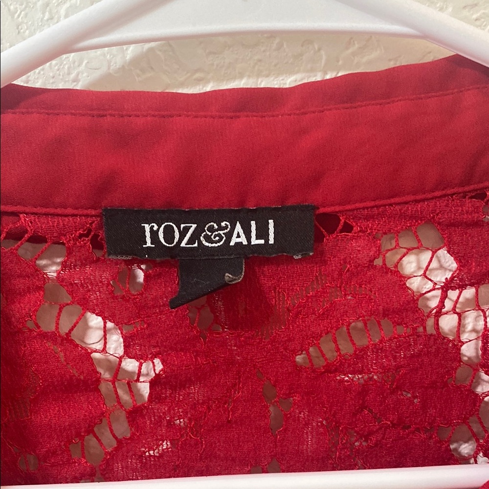 Roz & Ali Red Lace Top